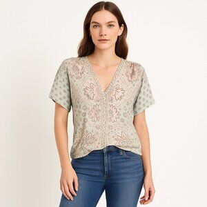 Anthropologie One September Prato Pastel Floral Caftan Blouse - Size Small